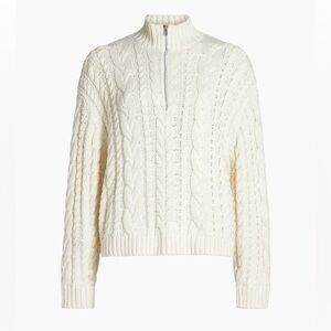 Jenni Kayne Pure Cotton Chunky Cable-Knit Half Zip Pullover Jumper Sweater XXL